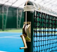 Socketed Aluminium Round Tennis Post - Package - Doubles, Aluminium Round Tennis Post, Round Match Tennis Post Package, Round Tennis Post Package - Steel - Socketed - Singles