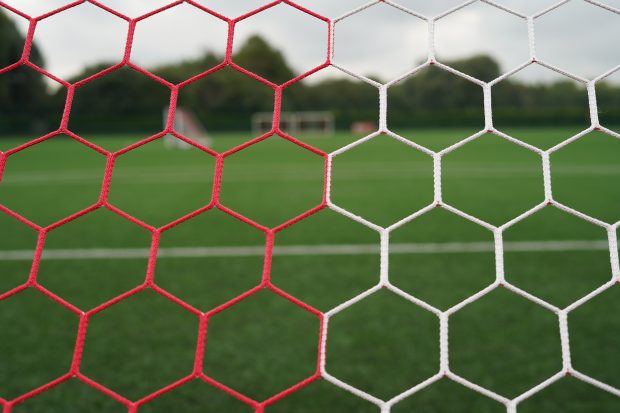 Hexagonal Two Colour Stadium Football Nets - Vertical - Socketed